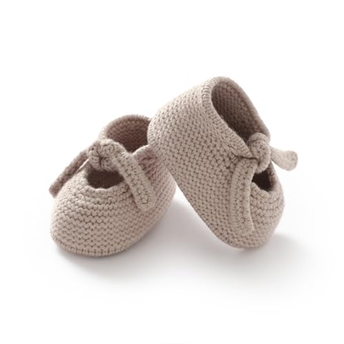 DovFanny Newborn Baby Booties Soft Knit First Walking Shoes Gift for Infant Boy Girl - Breathable Baby Shoes (light apricot, Infant, 0 Months, Age Range, US Footwear Size System, 3 Months, Medium)