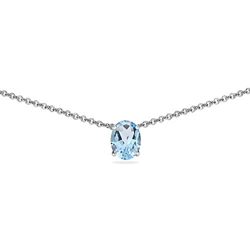 B. BRILLIANT Blue Topaz Sterling Silver Choker #TOP23