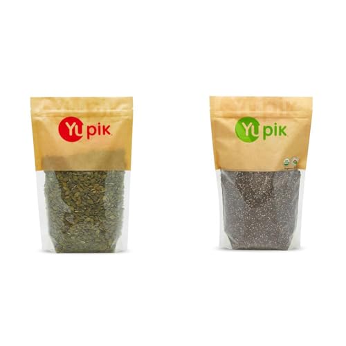 Yupik Raw Pumpkin Seeds No Shell 1 lb (16 oz) & Organic Black Chia Seeds 2.2 lb (35.2 oz) - GMO-Free, Gluten-Free, Kosher Plant-Based Superfood Bundle image 2