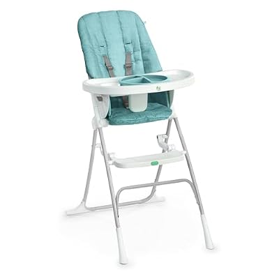 Ingenuity Sun Valley Compact Folding Baby High Chair, Food-Grade Safe Plate, 5-Point Harness, for Ages 6 Months and Up, Unisex - Teal