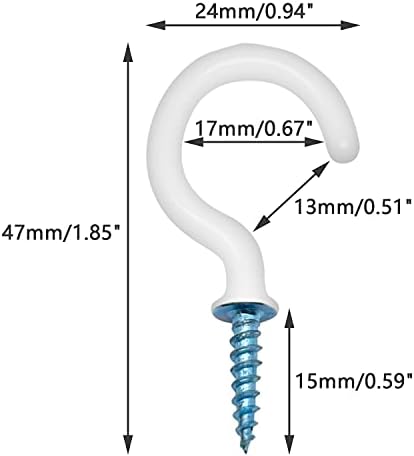 30PCS Cup Hooks Screw in Screw Hooks Ceiling Hooks for Hanging Plants Screw in Hooks for Wood Mug Hooks White