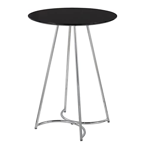 Lumisource Modern Home Decorative Furniture Cece Canary Contemporary/Glam Counter Table In Chrome Steel And Black Wood #TOP2