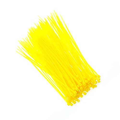 RELAND SUN 100pcs Nylon Zip Ties 2.5x100/150/200mm Cable Ties in Assorted Color Nylon Self-Locking Wire Ties (2.5x200mm,Yellow)