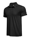 Pinspark Mens Polo Shirt Quick Dry Black Polo Shirts For Men Moisture Wicking Golf Shirt Slim Fit Collared Shirts Short Sleeve Polos