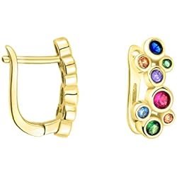 Pendientes Oro Mujer Cierre Catalan SOFIA MILANI - Pendientes para Mujeres en Plata de Ley 925 - Chapados en Oro - Pendiente de Botón de Cubic Zirconia - E1733