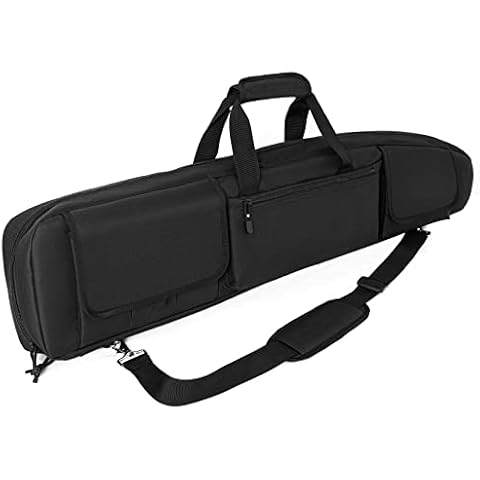 DULCE DOM Double Rifle Case, 38 42 44 inch Soft Gun Tactical Bag for Shooting Range, Movable Divider for 1 or 2 Gears, Multiple Magazine Pouches & Accessory Bags (Black, 42'') Cover