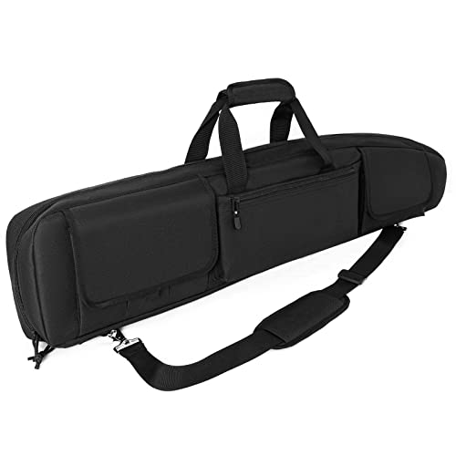 DULCE DOM Double Rifle Case, 38 42 44 inch Soft Gun Tactical Bag for Shooting Range, Movable Divider for 1 or 2 Gears, Multiple Magazine Pouches & Accessory Bags (Black, 42'') by DULCE DOM - Used condition - US$27.89