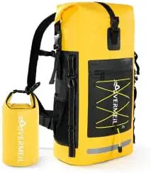 Waterproof Backpack Dry Bag with Bungee Cord and Small Waterproof Bag - Yellow