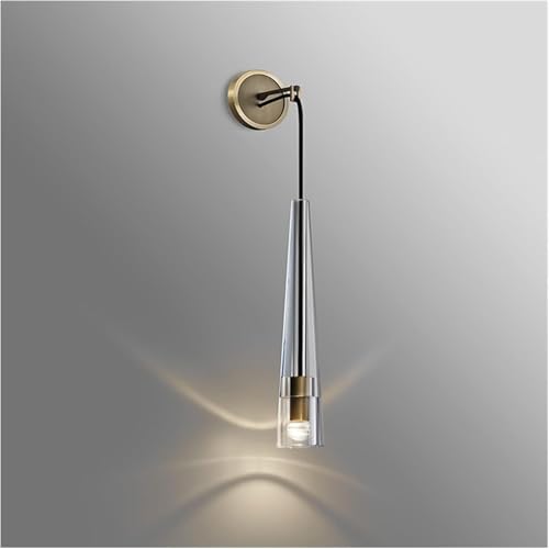 Lámpara de Pared LED de Lujo de Cristal posmoderno, de Cobre, para Dormitorio, mesita de Noche, Aplique de un Solo Cabezal, para Sala de Estar, Villa, Luces de Pared Sencillas (frío, 7 cm de d