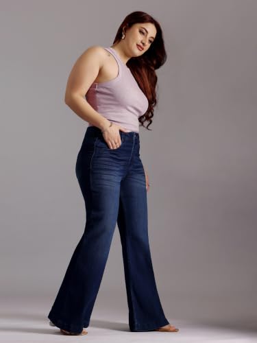 Image of Miss Chase A+ Women's Wide-Leg High Rise Regular-Length Stretchable Denim Jeans