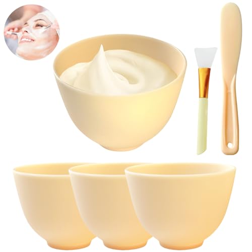 Bigwinyep 6 Pack Silicone Face Mask Mixing Bowls for Estheticians, Yellow