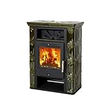 THORMA Kaminofen | BORGHOLM black/TOP Keramik | Olivgrün | 7 kW