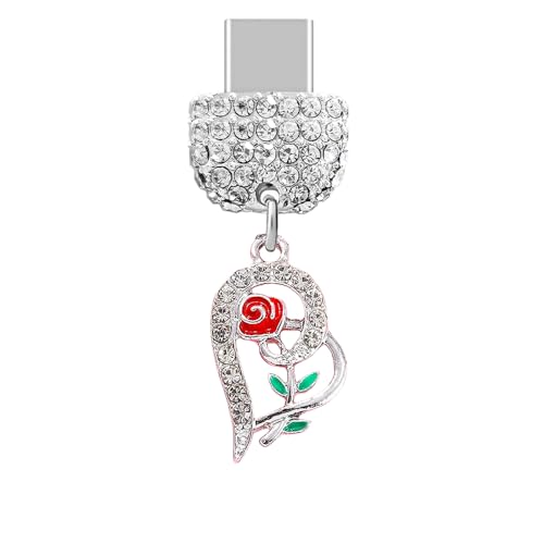 Port de charge en cristal anti-poussière Type-C rouge compatible Samsung et Android