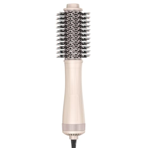Image of Blow Dryer Brush, 1200W Hair Dryer Brush in One, 45mm Round Hot Air Brush for Volume & Smooth Blowouts, Dual Voltage 120-240V with ALCI, Ceramic Titanium Barrel, with Protective Cap, Pink