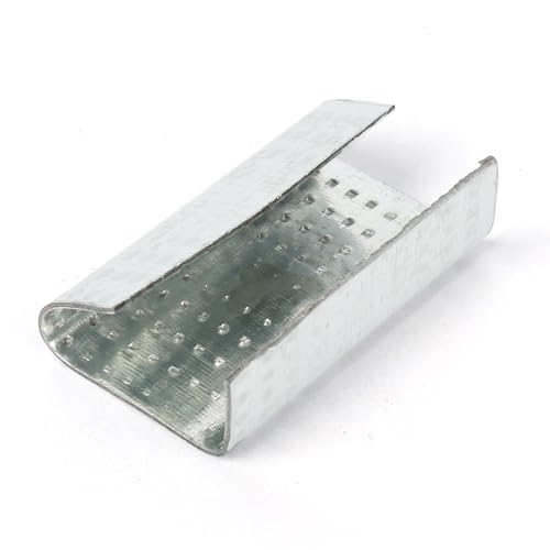U.S. Solid 500PCS Packaging Strapping Open Serrated Seals for 5/8" Strap Width Polyester (PET) Strapping, Banding Strapping Clips Plastic Poly Strapping Metal Buckle — view 3
