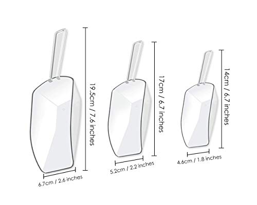 SCSpecial Kitchen Scoops Set of 6 Clear Plastic Scoops with 3 Different Sizes Clear Candy Scoops, Transparent - Image 2