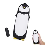 Pinguin-Glasflasche, 300 ml tragbarer doppelwandiger Glasbecher, doppelwandiger Thermobecher, Reisebecher, schwarz