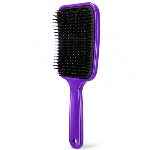 Escova Raquete Desembaraçadora Premium para Cabelos | Cerdas Flexíveis Anti Quebra e Anti Frizz | Massageia o Couro Cabeludo | Ideal para Cabelos Lisos, Ondulados, Cacheados e Crespos | Cor Sortida