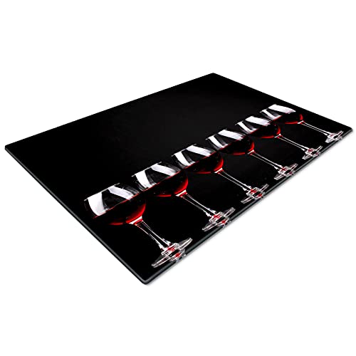 Glass Worktop Savers - Non Slip Small Cutting Boards for Kitchens - Black and Red Wine Glass Chopping Board