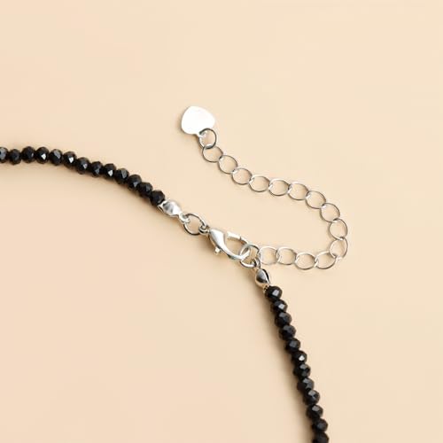 Zwarte kristallen kralen ketting met hart hanger verstelbare lengte choker stijlvolle halsketting voor modieuze vrouwen - Afbeelding 4