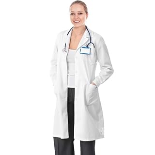 AIESI® Camice per medico laboratorio da donna bianco in cotone 100% sanforizzato, taglia 40