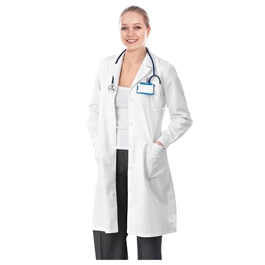 AIESI® Bata de Laboratorio Medico para Mujer blanco de algodón 100% sanforizado talla 46