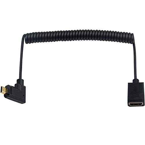 Image of Duttek 90 Degree HDMI to Micro HDMI Extension Cable 6 Feet /1.8M, Left Angled Micro HDMI Male to HDMI Female Coiled Cable for Gopro Hero and Other Action Camera /Cam