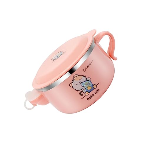 Cabilock Rosa Kinder Reisschale mit Cartoon-Katze