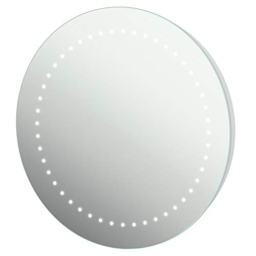 Plumbworld Round LED ILLUMINATED Bathroom Mirror Modern Light Battery Powered Circle 500mm