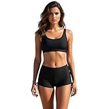 Costumi da bagno per donne e ragazze adolescenti, pantaloncini da bagno a tenuta stagna con pantaloni mestruali integrati, slip bikini neri a vita alta, costumi da bagno da donna per flusso intenso