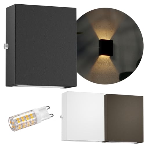 Arandela Mini Slim Moderna Efeito Interna Externa + Led 5w G9 Bivolt MF143 (Preto, Branco Quente)