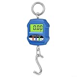 Eawfgtuw 300Kg Electronic Crane Scale With LCD Display Gancho de acero inoxidable Aleación de aluminio Shell, Conversión de unidades en KG/Lb/N Escala colgante industrial (azul)