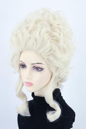 LeMarnia peruca loira branca vitoriana medieval rainha colonial peruca fantasia de halloween peruca
