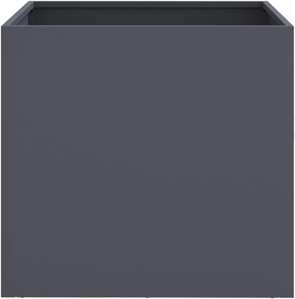 vidaXL 2pcs Anthracite Cold-Rolled Steel Planters - Rectangular Garden/Outdoor/Balcony Boxes 16.5"x15.7"x15.4", Sturdy & Easy to Assemble