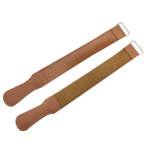 Didiseaon 2pcs Set Barber Strop Genuine Leather Razor Strop Straight Razor Polishing Cloth for Woodworking Tools