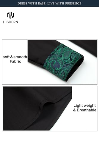 Image of HISDERN Mens Business Dress Shirts Long Sleeve Casual Button Down Shirt Formal Inner Collar Contrast Shirt for Men Wedding