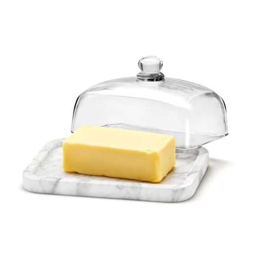 XenMee Marble Butter Dish with Lid, Wide Butter Holder 7.2"L x 5"W