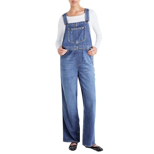 Salopette en jean unicolore pour femme avec bretelles réglables