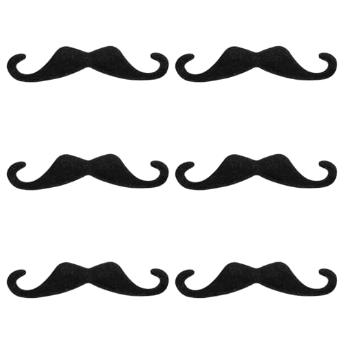 Telooco 6Pcs Fake Moustache, Moustache Fancy Dress, Black Stick on Moustache, Self-Adhesive Mexican Fake Mustache, Novelty Fake Beard for Mexican Costume Pirate Halloween Party - Image 3