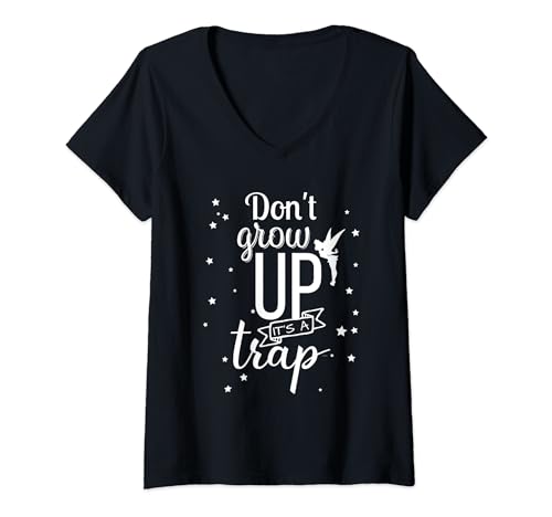 Image of Womens Tinker Bell Don't Grow Up V-Neck T-Shirt