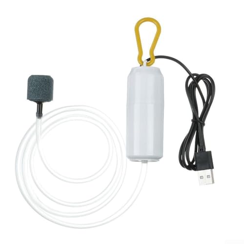 Honseadek Mini compresor de aire USB para pecera, ahorro de energía, rendimiento estable, 4 colores, ahorro de espacio solo 5 x 3 cm en tamaño (blanco)