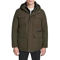 Kenneth Cole Men's Oxford Poly Patch Pocket Parka, Olive, Medium