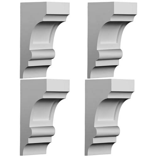 Vercraft - Vercraft 4 Pack Corbels 4-inch W x 5 1/4-inch D x 10-inch H Bracket White Corbels Decorative for Doorway Countertops Porches Fireplace Mantel Beams Tabletops Entryways or Embellished Trim