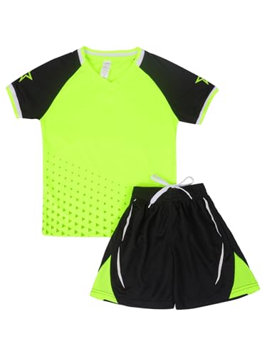 Kids Boys Girls Quickly Dry Football Basketball Uniform Training Suit Short Sleeve T-shirt And Shorts Tracksuit Green 13-14 Years4