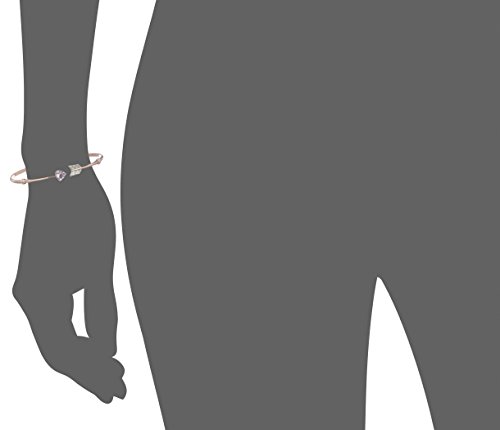 14K Rose Gold Plated Sterling Silver Genuine Pink Amethyst And Created White Sapphire Arrow Open Bangle Bracelet #TOP23