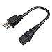 Power Cord, 5-15P, SJT, 1 ft, Blk, 10A, 18/3