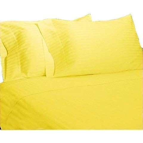 Tanya Linen Organic Cotton Solid Sheet set-500 Thread Count- 15 Inch deep Pocket- Sheet Set, Full XL Size, Yellow Cover