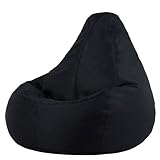 Bean Bag Bazaar Dalton Recliner Pouf Gaming, Pouf Poire avec Remplissage, Chaise Confortable, Fauteuil Salon Confortable, Chaise Chambre, Jardin, Exterieur, Fauteuil Exterieur, Noir