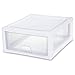 Sterilite 6-Pack 16 Quart Stacking Drawer, Clear Storage Closet Organizer, White Frame - Stackable Modular Plastic Drawers for Clothes, Accessories, Craft Supplies, Shoes or Linens