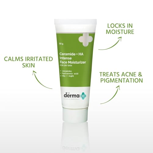 The Derma Co Ceramide + HA Intense Moisturizer Cream With Hyaluronic Acid | For Dry Skin | Repairs Dry & Dull Skin | Locks In Moisture | 50 g
